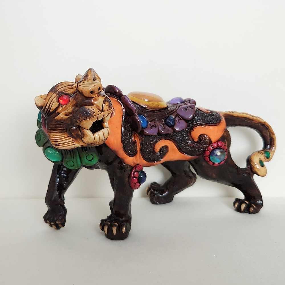 Vintage Jaguar Figurine Statue Signed Artmar Mexican Folk Art Mexico